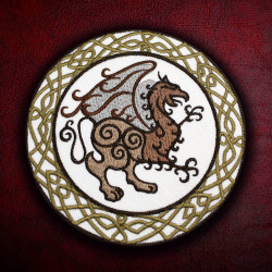 神話ケルトドラゴンノット刺繡アイアンオン/ベルクロスリーブパッチ